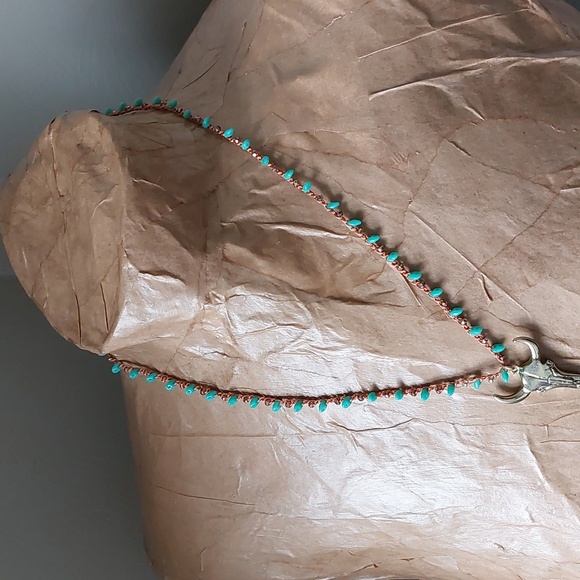 Sale Southwestern Crocheted Necklace, Turquoise, Handmade by Rust Belt Raised - Picture 7 of 13